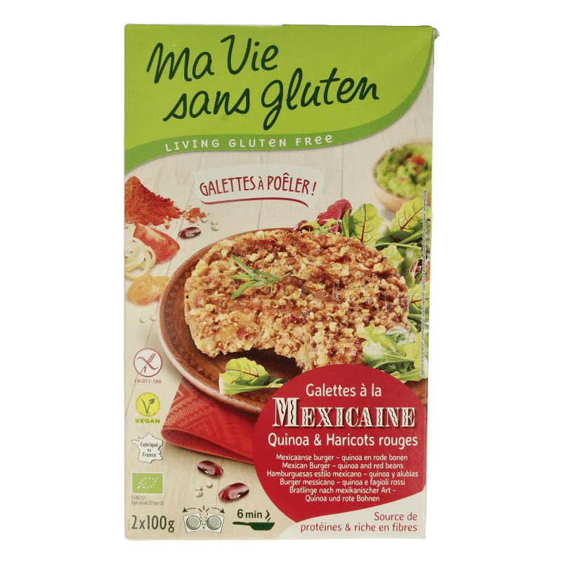3380380068386_A1N1.png Ma Vie Sans Mexicaanse quinoaburgers 2 x 100g glutenvrij bio - Afbeelding 1