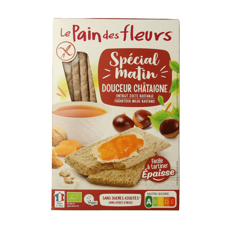3380380087431_A1N1.png Pain Des Fleurs Special matin kastanje ontbijtcrackers bio - Afbeelding 1
