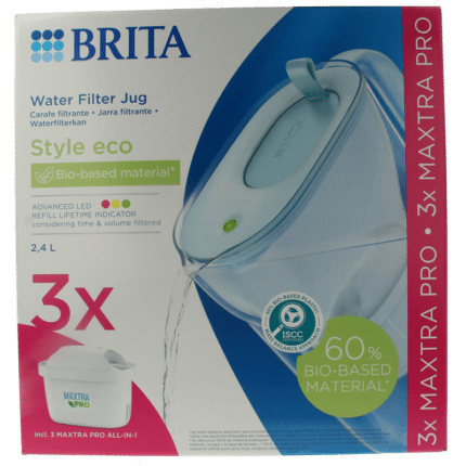 Brita Waterfilterbundel cool powder blue + 3 filters