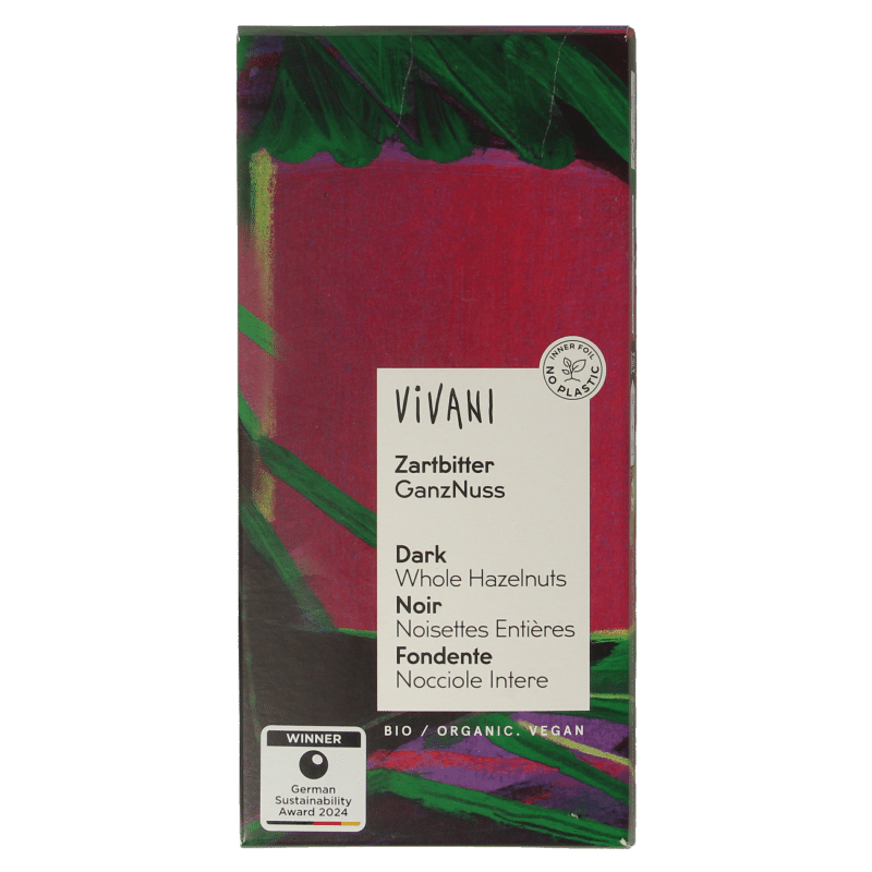 4044889003192_A1N1.png Vivani Chocolade puur met hazelnoten bio - Afbeelding 1