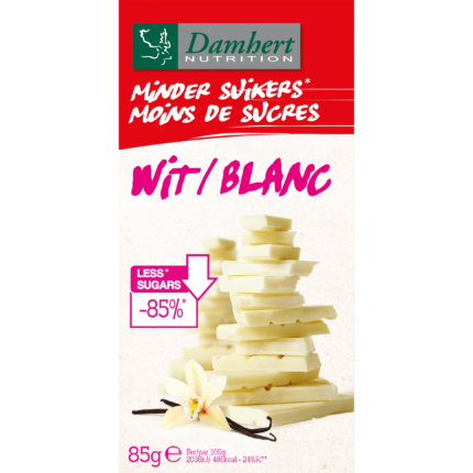 Damhert Chocoladetablet wit minder suikers