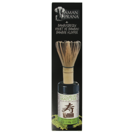 Amanprana Kotobuki matcha + bamboe klopper bio