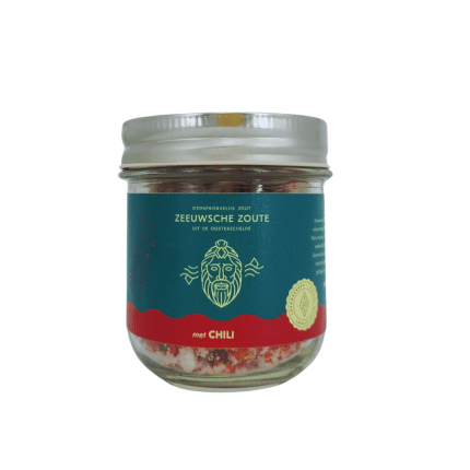 Zeeuwsche Zoute Zout met chili glazen pot