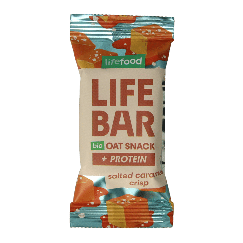 8595657104413_A1N1.png Lifefood Lifebar oatsnack proteine salted caramel crisp bio - Afbeelding 1