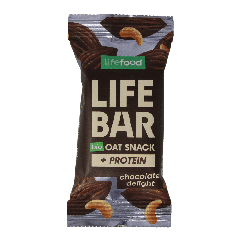 8595657104444_A1N1.png Lifefood Lifebar oatsnack proteine chocolate delight bio - Afbeelding 1