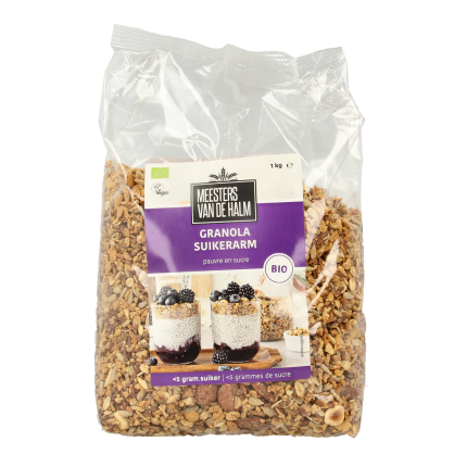 De Halm Granola suikerarm bio