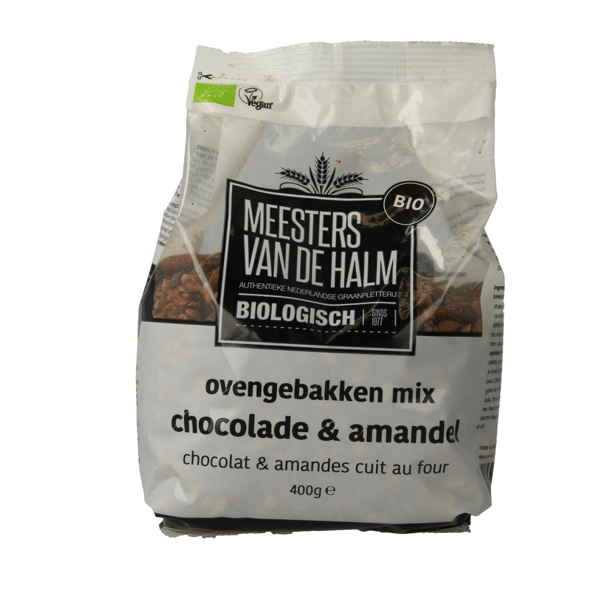 8714266001009_A1N1.png De Halm Ovengebakken mix chocolade en amandel bio - Afbeelding 1