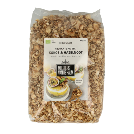 De Halm Muesli krokant kokos en hazelnoten bio