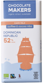 Chocolatemakers Reep tres hombres 52% melk cacaonibs & koffie bio