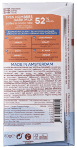 Chocolatemakers Reep tres hombres 52% melk cacaonibs & koffie bio - Afbeelding 2
