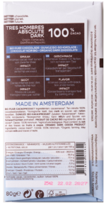 Chocolatemakers Reep tres hombres 100% extra puur fairtrade bio - Afbeelding 2