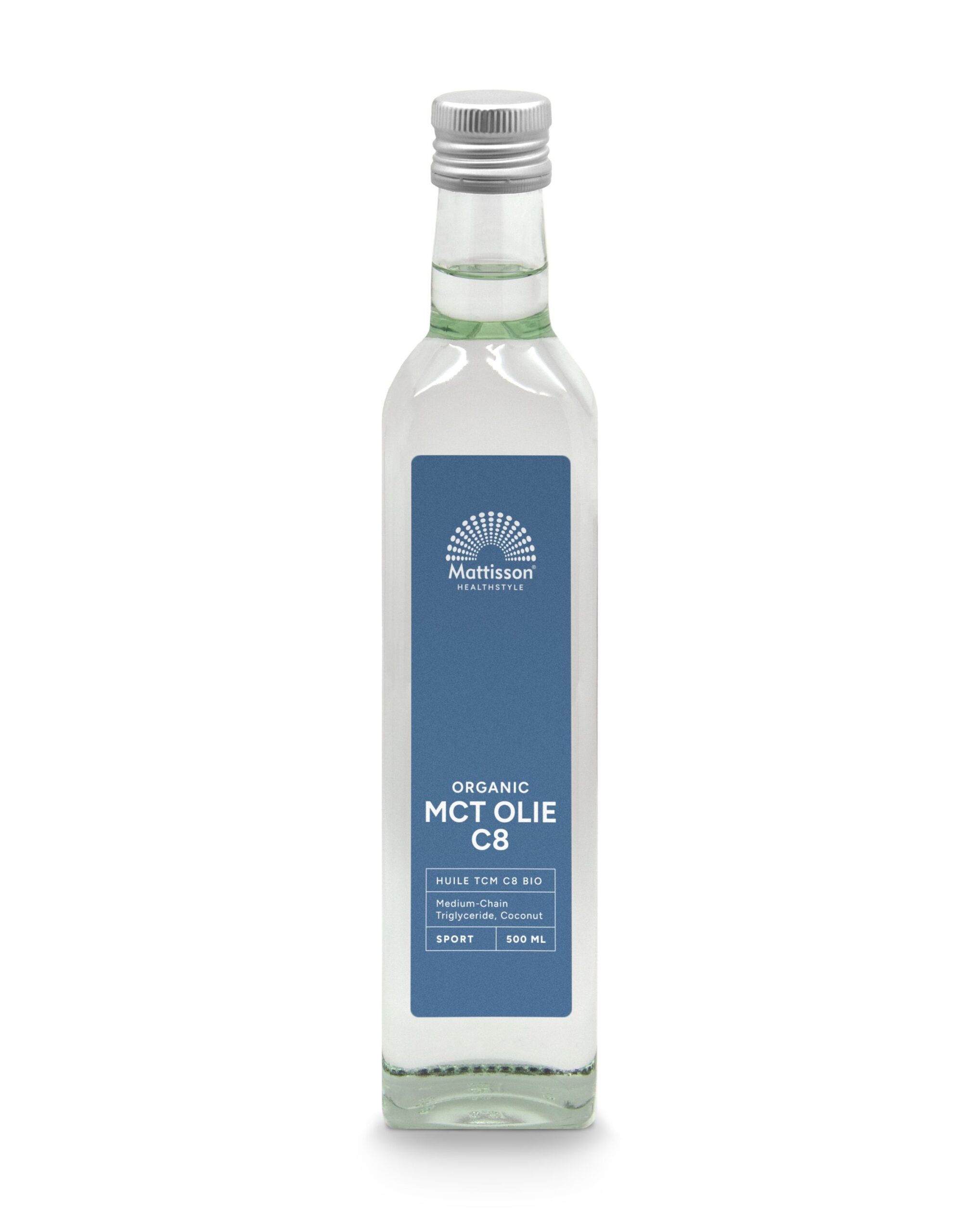 8720289192204_A1N1-1.jpg Mattisson MCT olie C8 - coconut pure - 99% caprylic acid bio - Afbeelding 1