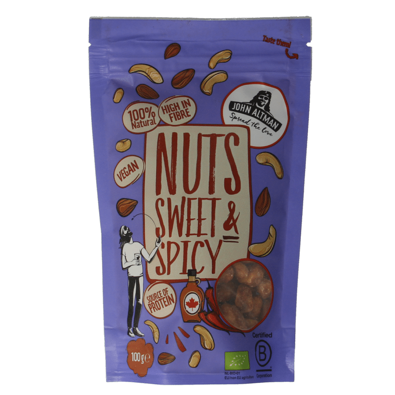 8721082004282_A1N1.png John Altman Mixed nuts sweet & spicy bio - Afbeelding 1