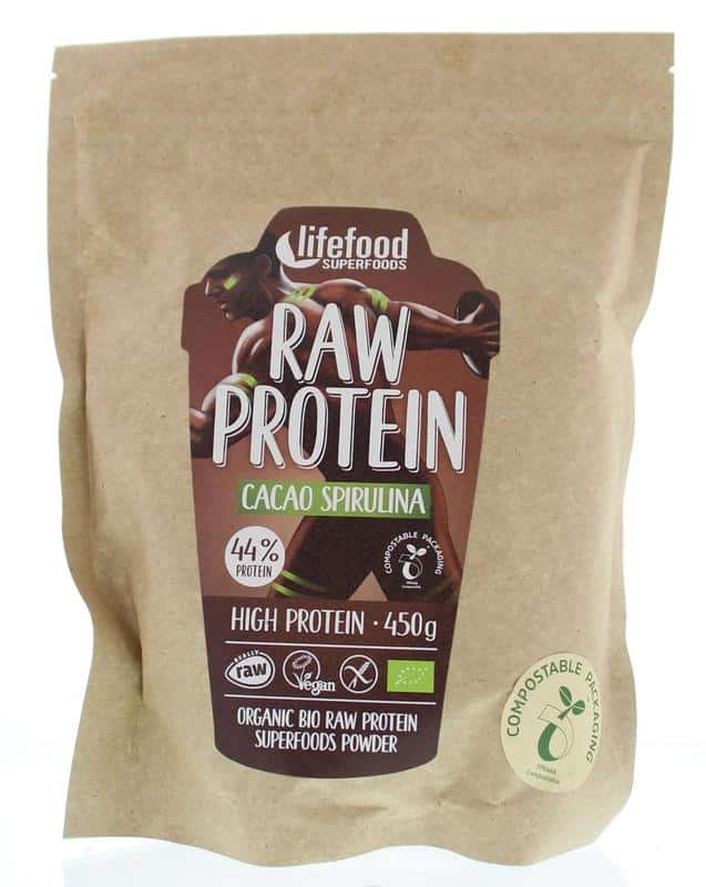 954821.jpg Lifefood Protein poeder cacao spirulina raw bio - Afbeelding 1
