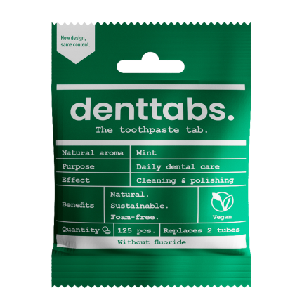Denttabs Tandpasta tabletten munt zonder fluor vegan