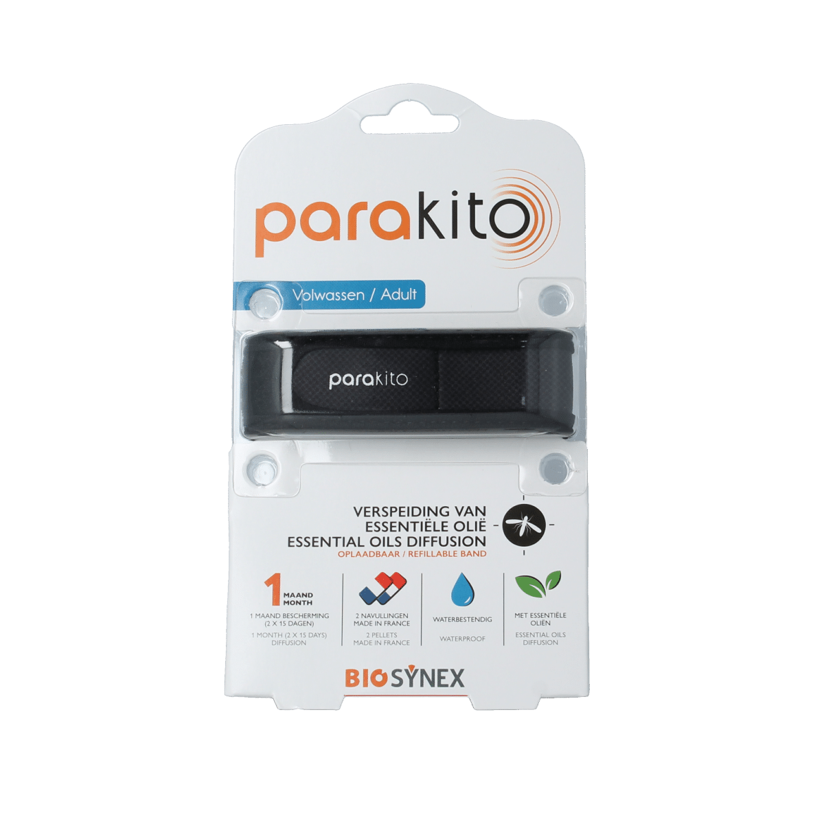 3532678606682_A1N1.png Parakito Anti mug armband volwassenen zwart - Afbeelding 1