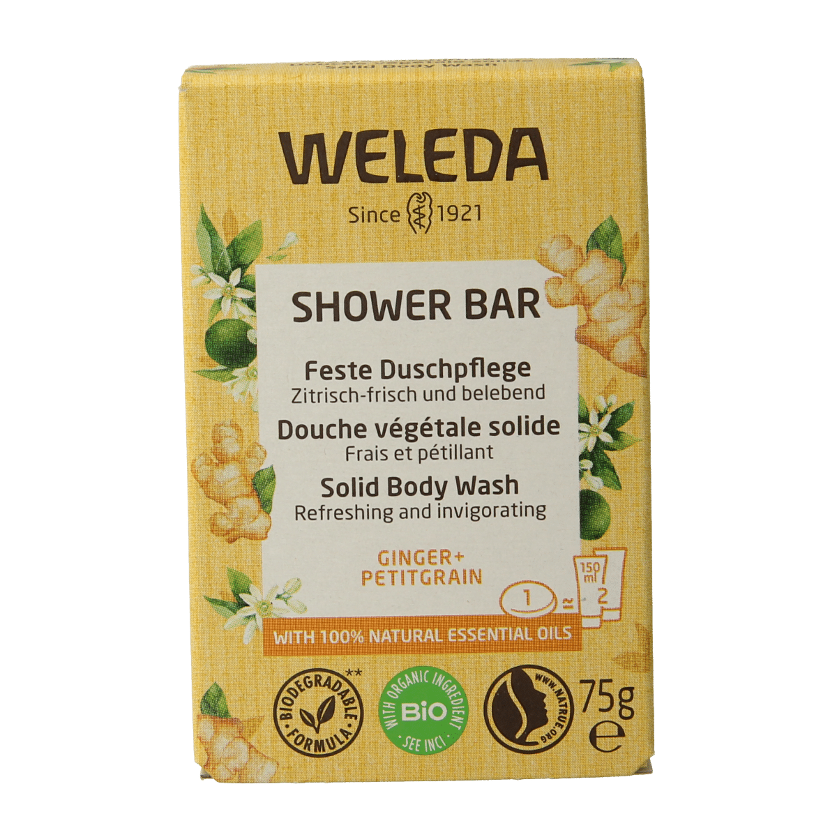 4001638529945_A1N1.png Weleda Shower bar ginger + petitgrain - Afbeelding 1
