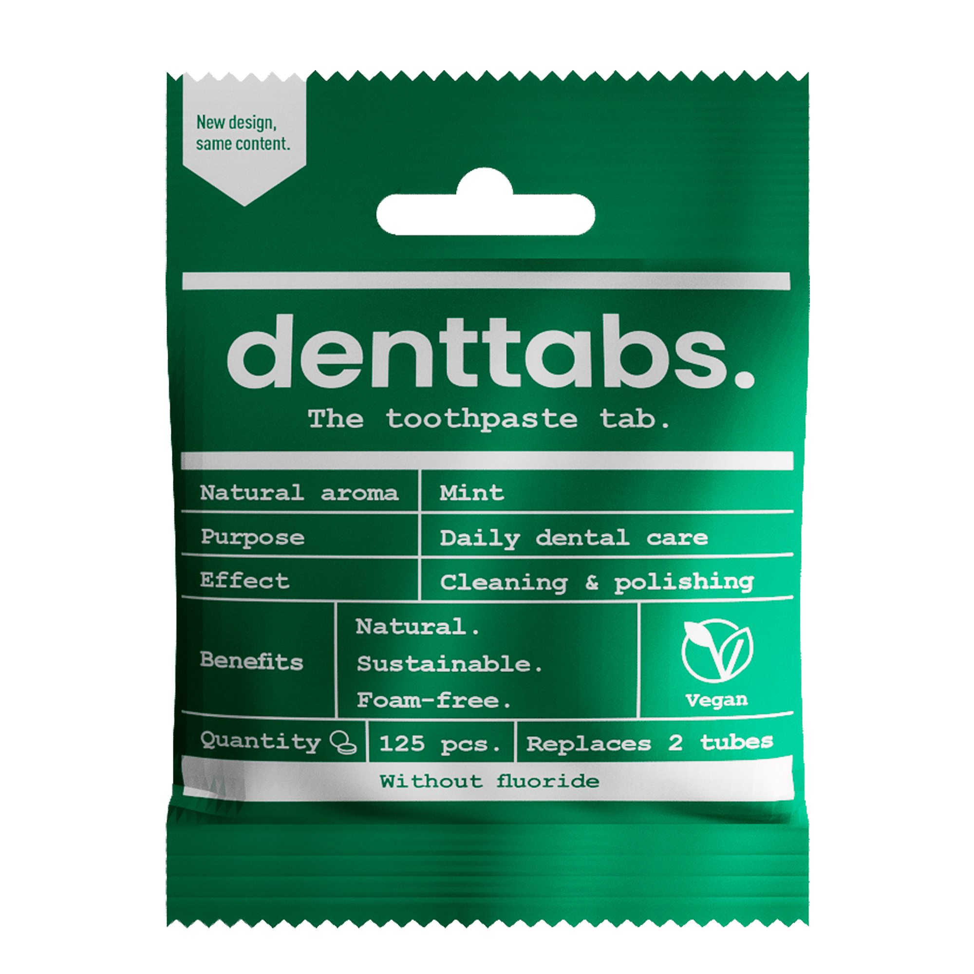 4260066819039_A1N1.png Denttabs Tandpasta tabletten munt zonder fluor vegan - Afbeelding 1