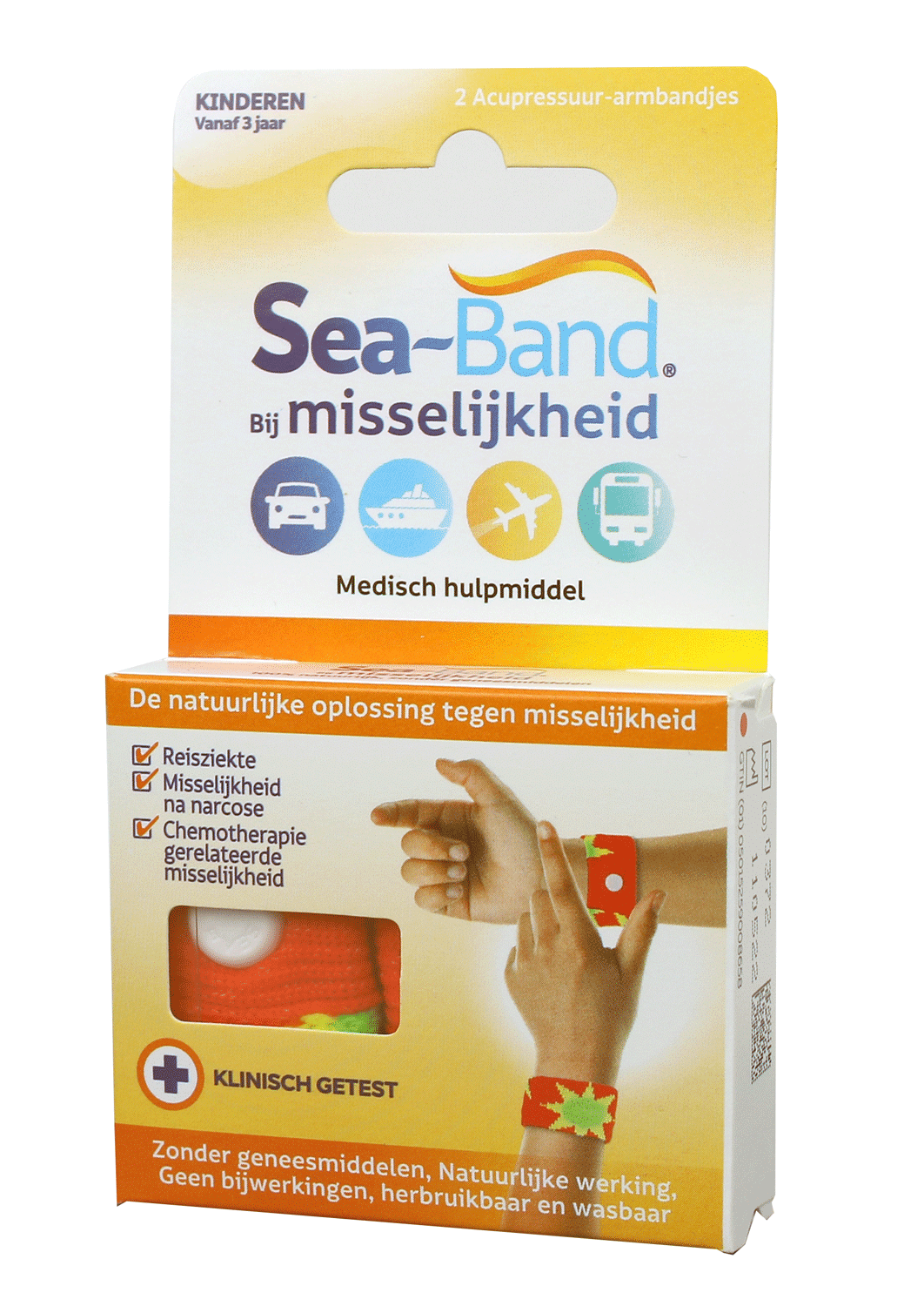 5015259009235_A1N1.png Sea Band Polsband kinderen oranje - Afbeelding 1