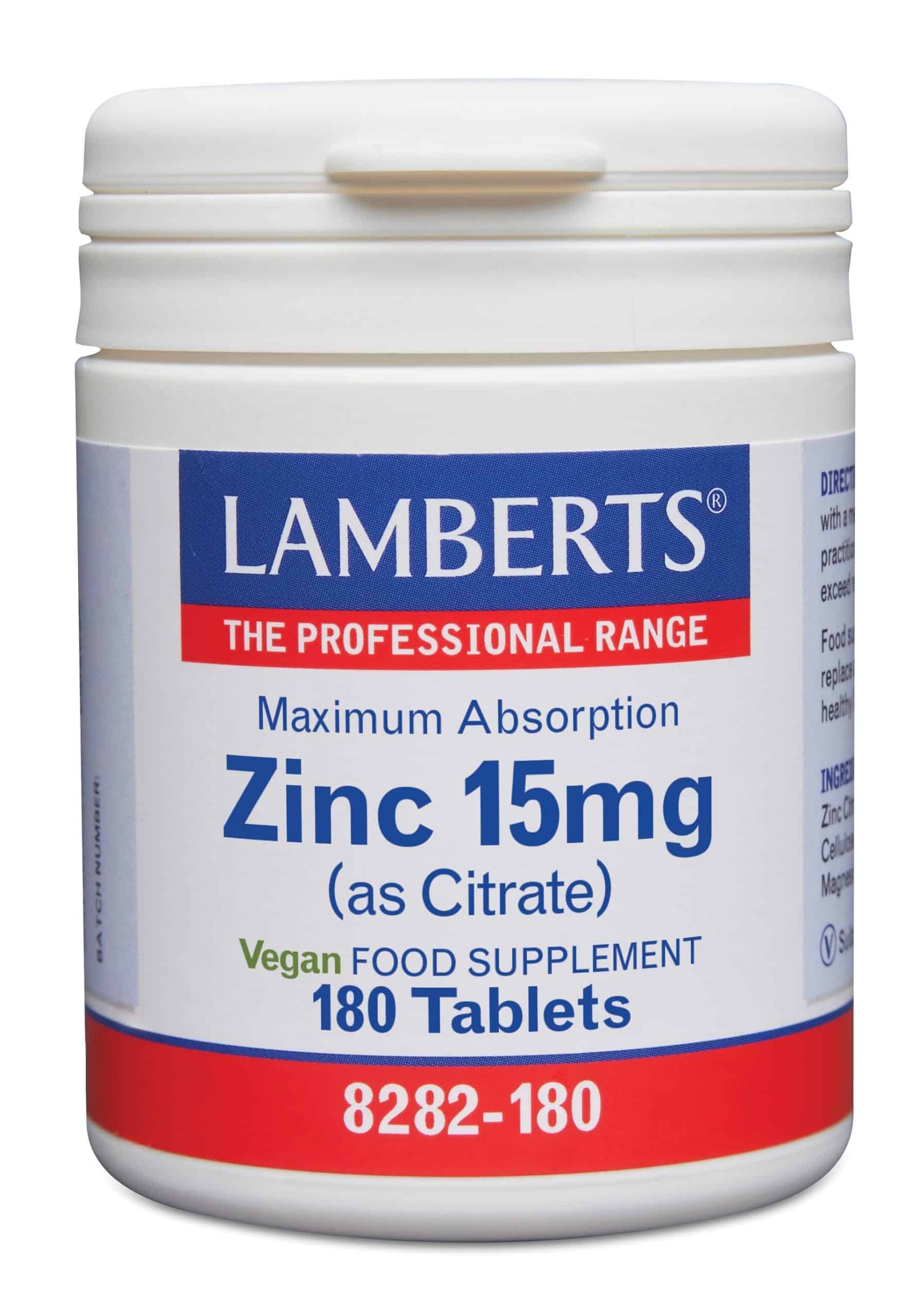 5055148404000_A1N1.jpg Lamberts Zink citraat 15mg - Afbeelding 1