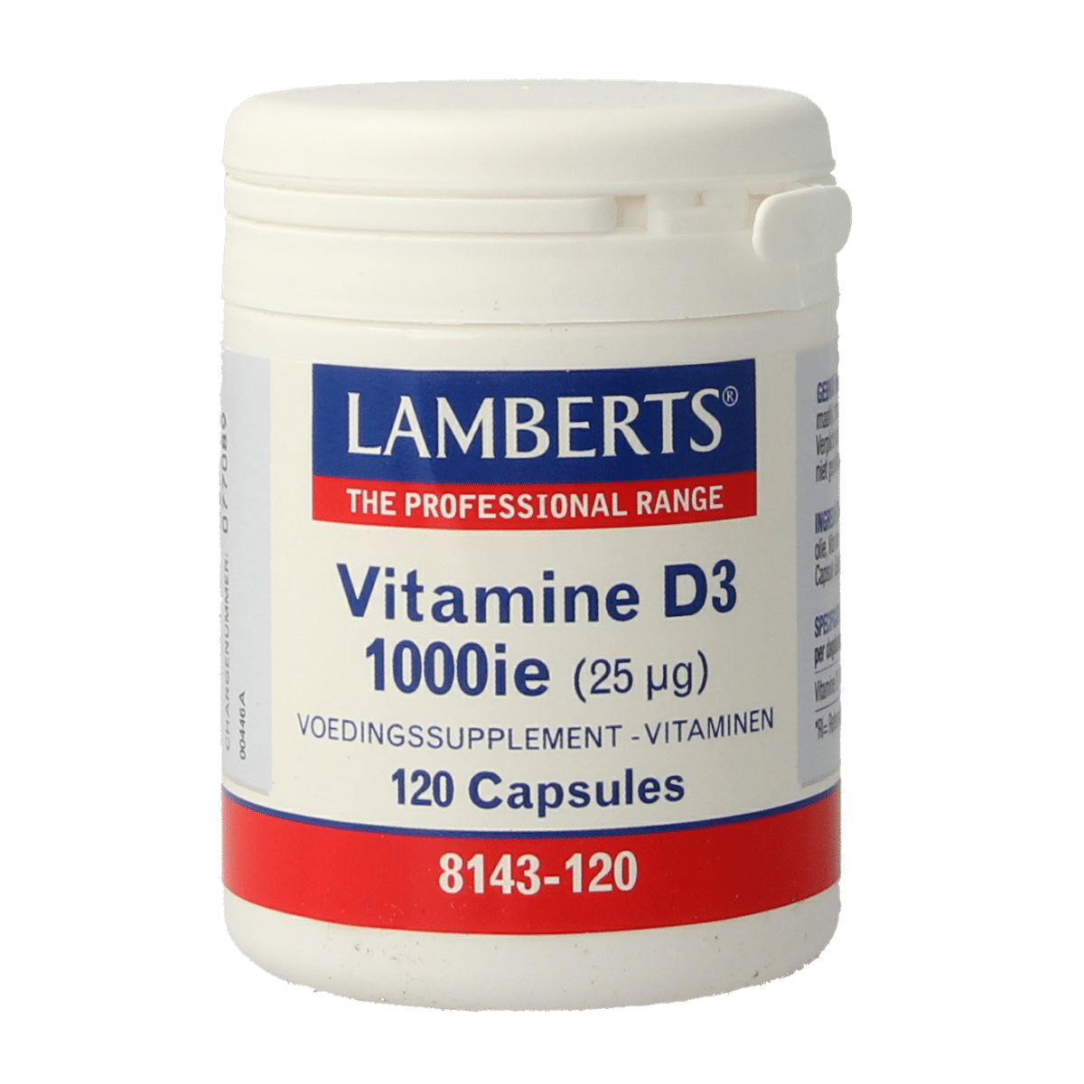 5055148409708_A1N1.png Lamberts Vitamine D3 1000IE/25mcg - Afbeelding 1