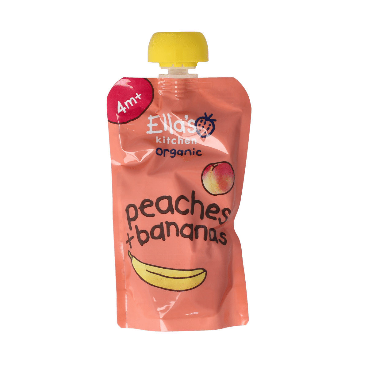 5060107330382_A1N1.png Ella's Kitchen Peaches & bananas 4 maand knijpzak bio - Afbeelding 1
