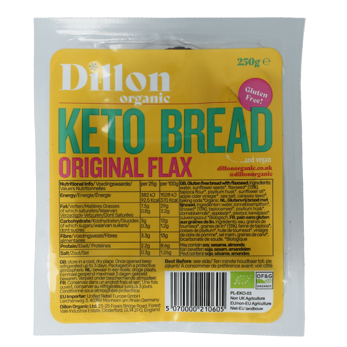 5070000210605_A1N1.png Dillon Organic Keto bread original flax glutenvrij dem bio - Afbeelding 1