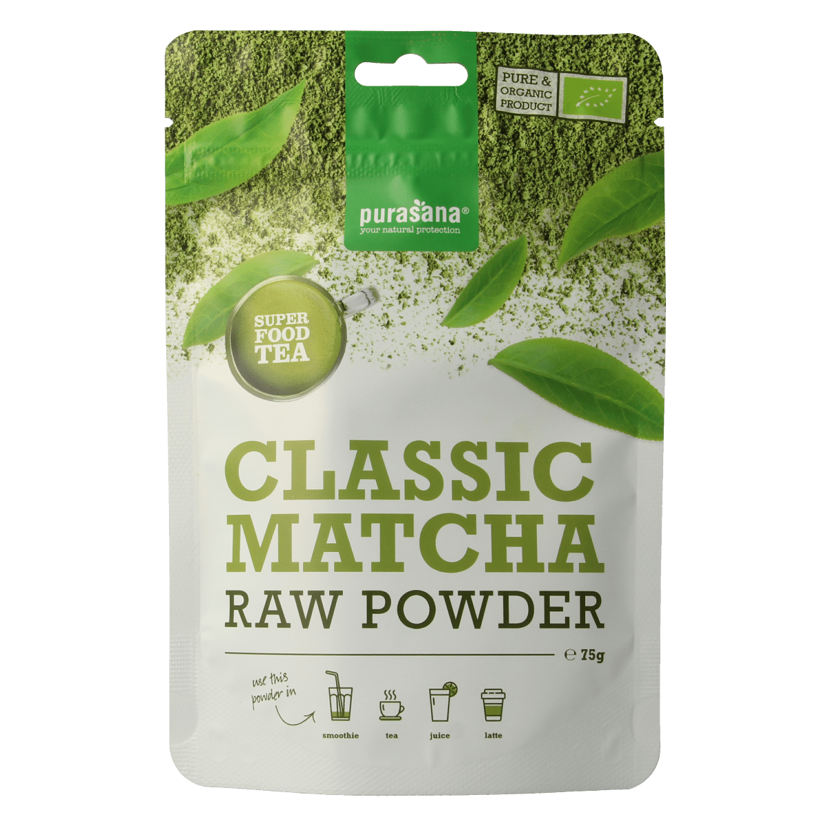 5400706617789_A1N1.png Purasana Matcha classic poeder vegan bio - Afbeelding 1