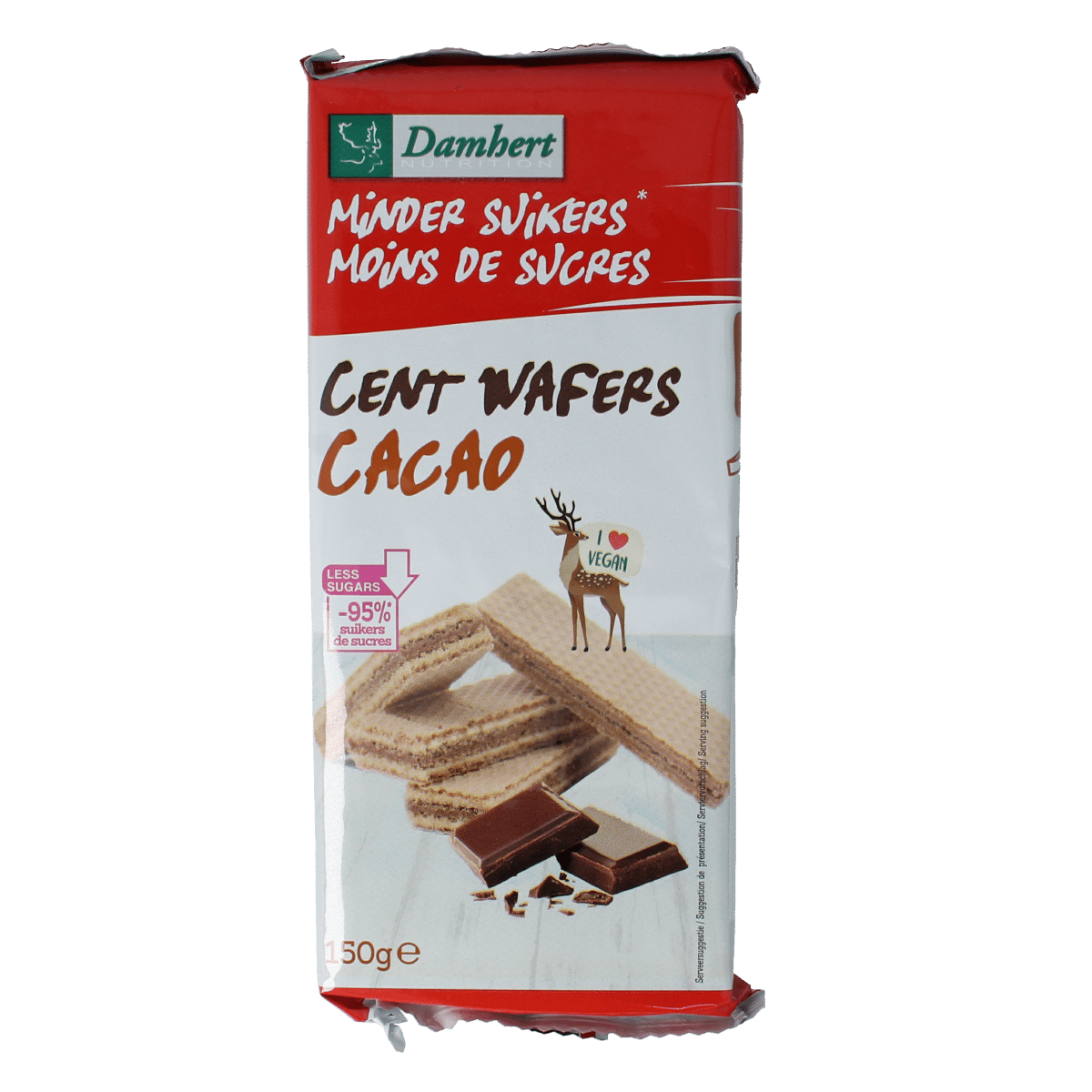 5412158002426_A1N1.png Damhert Centwafers chocolade low carb - Afbeelding 1