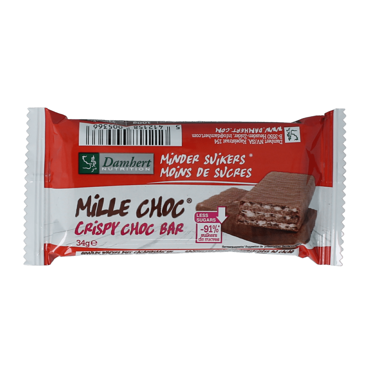 5412158005366_A1N1.png Damhert Mill choc chocolade reep - Afbeelding 1