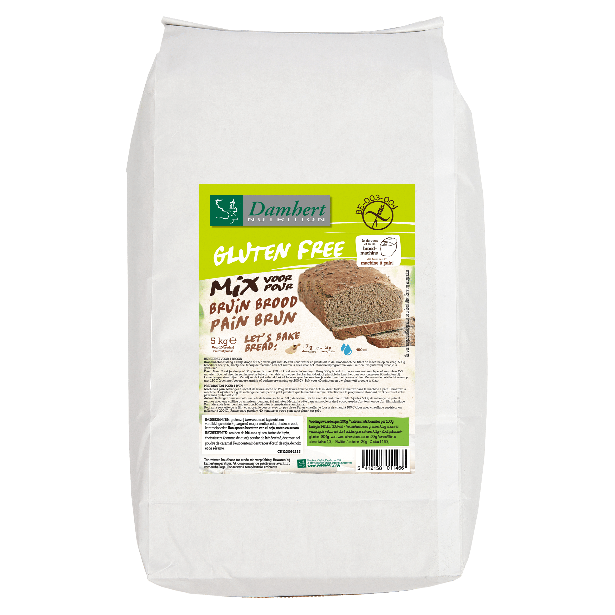 5412158011466_A1N1.png Damhert Broodmix bruin glutenvrij - Afbeelding 1