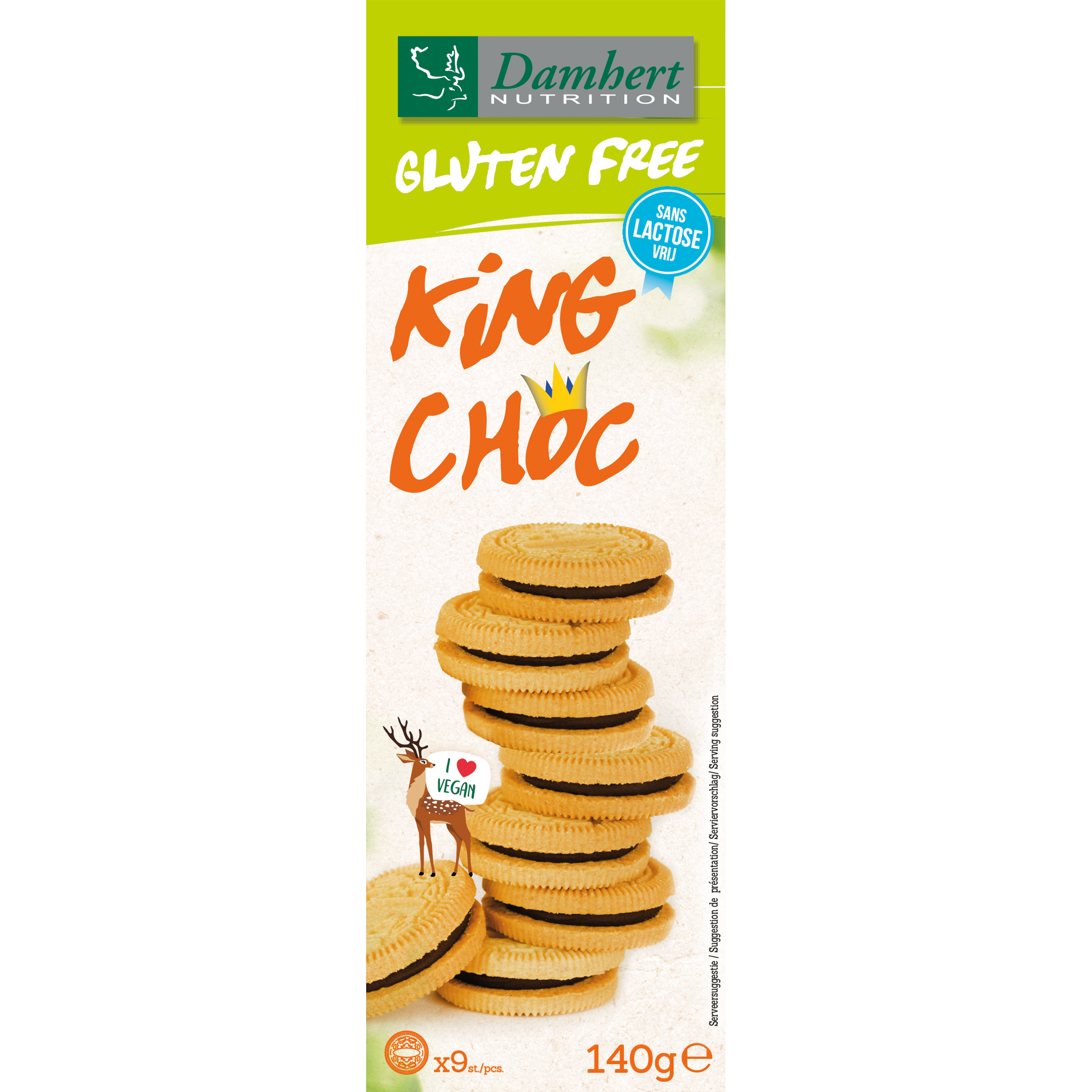 5412158028679_A1N1.png Damhert King chocolade koekjes lactose vrij - Afbeelding 1