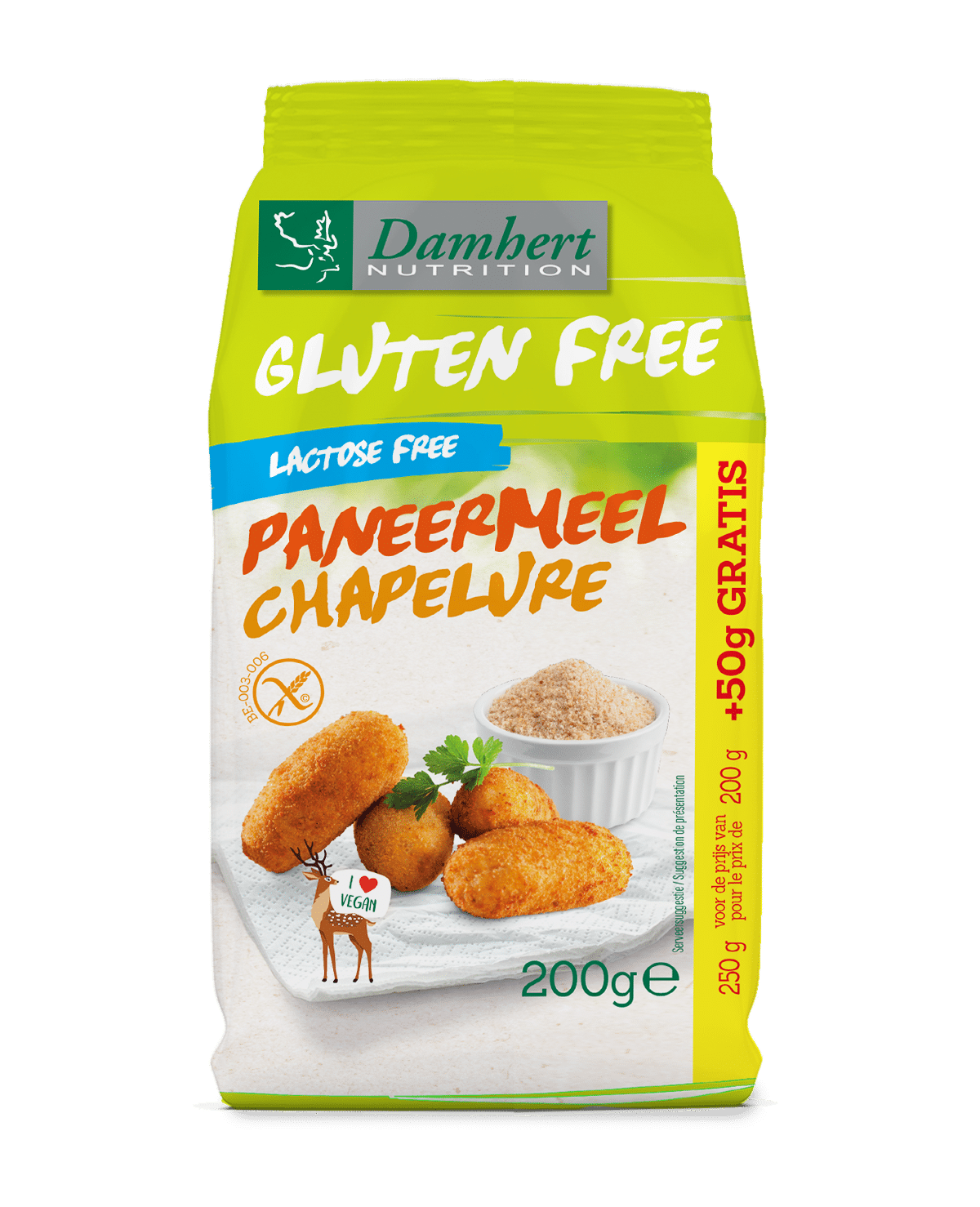 5412158036421_A1N1.png Damhert Paneermeel glutenvrij +50 gram gratis - Afbeelding 1