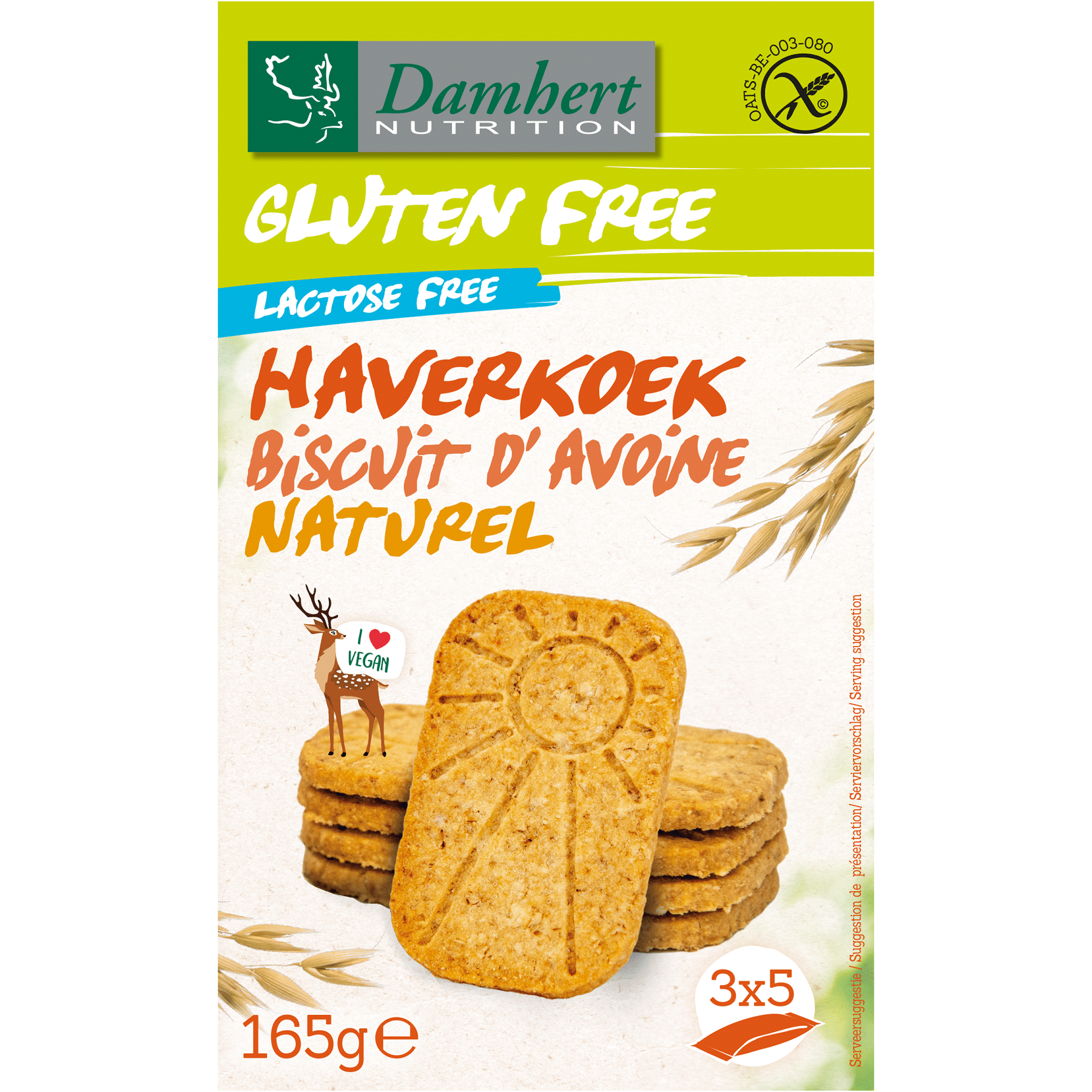 5412158054029_A1N1.png Damhert Haverkoekjes naturel glutenvrij - Afbeelding 1