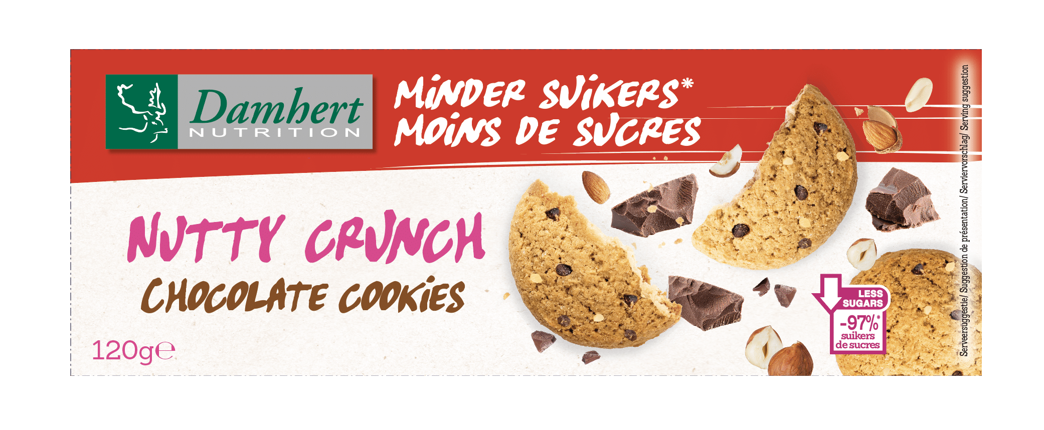 5412158059109_A1N1.png Damhert Nutty crunch chocolate cookies - Afbeelding 1