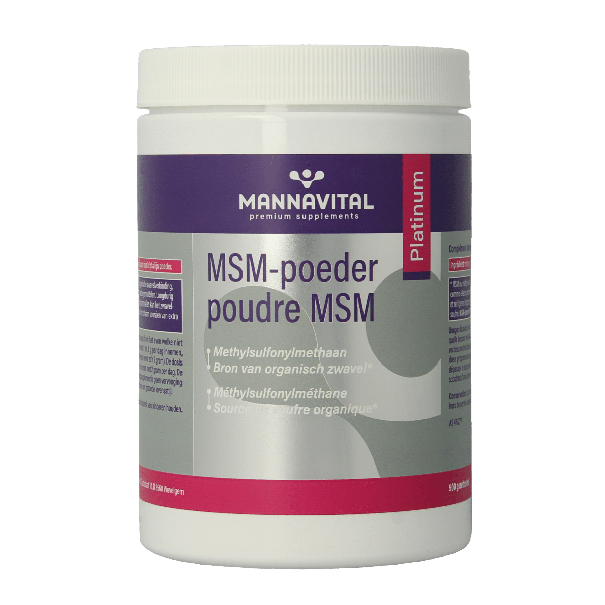 5412339103102_A1N1.png Mannavital MSM poeder platinum - Afbeelding 1