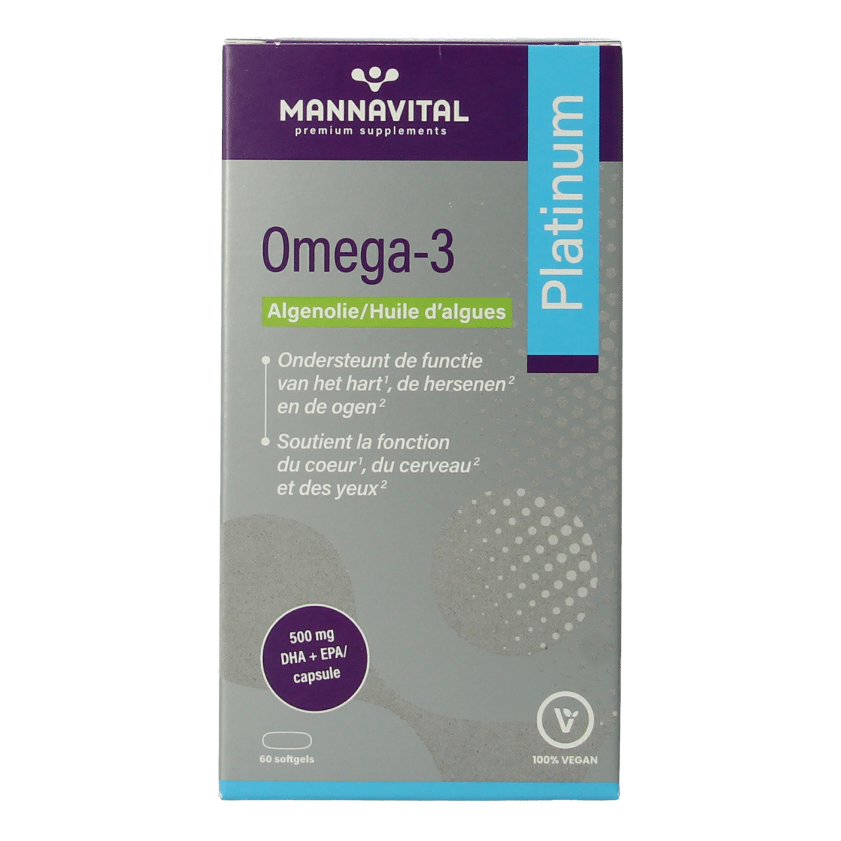 5412339103652_A1N1.png Mannavital Omega-3 algenolie platinum - Afbeelding 1