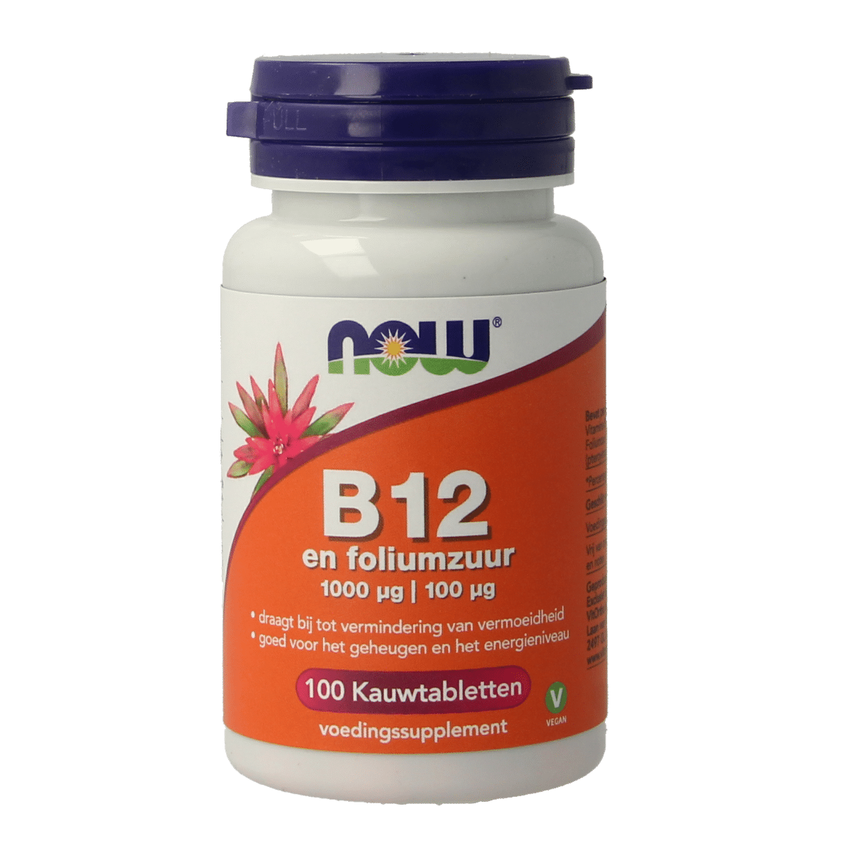 733739102683_A1N1.png NOW Vitamine B12 1000mcg en Foliumzuur 100mcg - Afbeelding 1