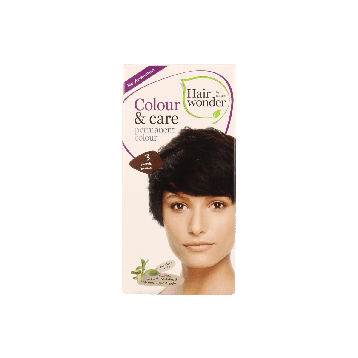 8710267120114_A1N1.png Hairwonder Colour & Care 3 dark brown - Afbeelding 1