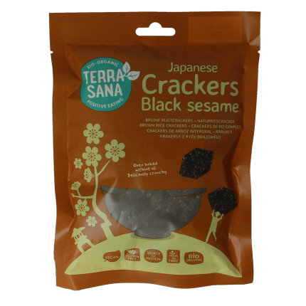 TerraSana Japanse bruine rijstcrackers zwarte sesam bio