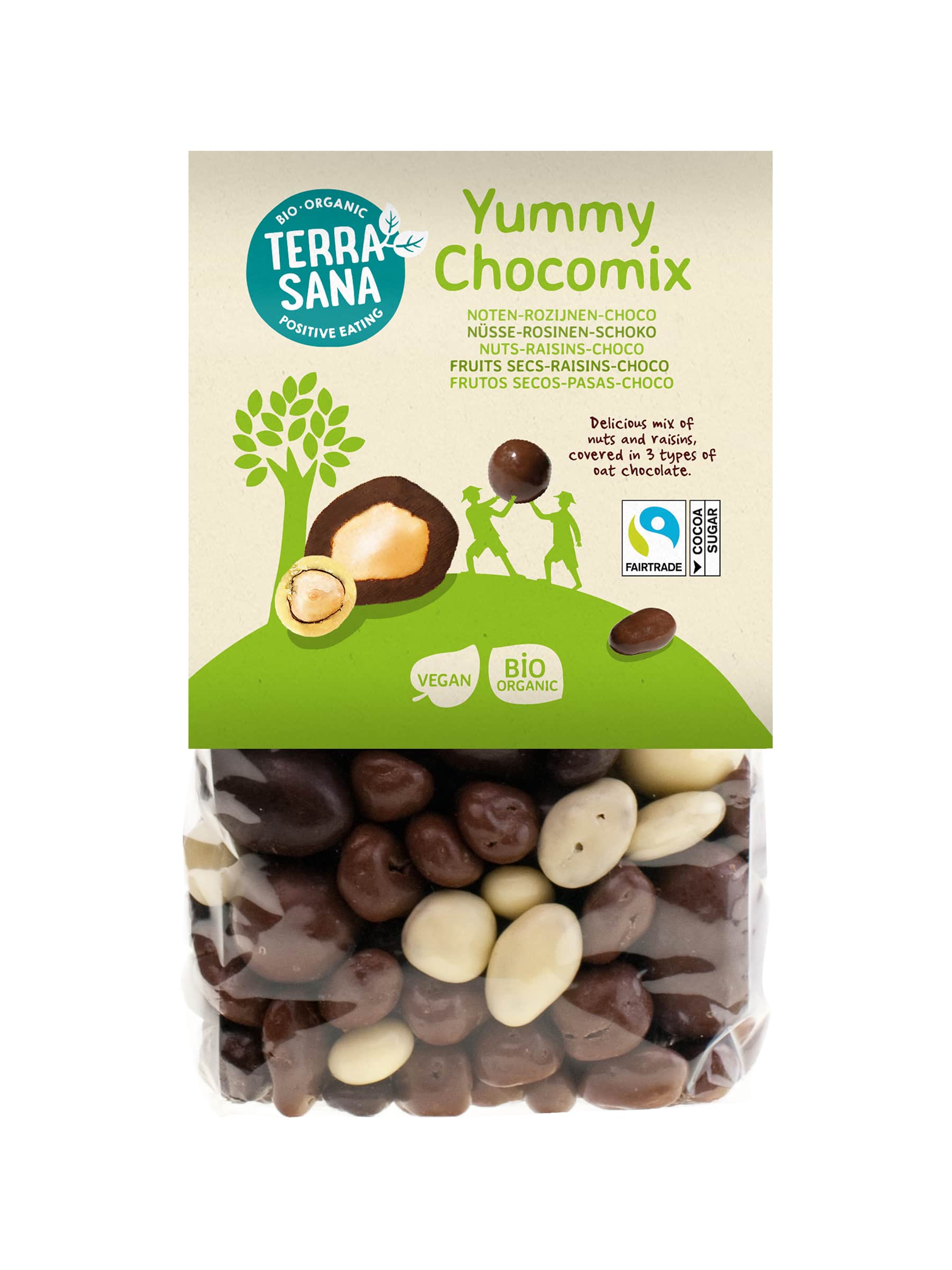 8713576542066_A1N1.jpg TerraSana Yummy chocomix noten rozijnen choco bio - Afbeelding 1