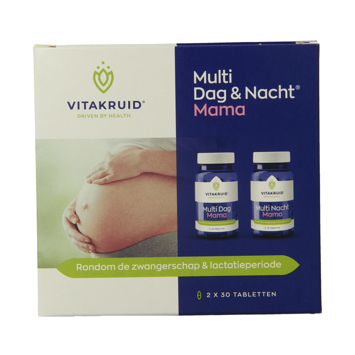 8717438690803_A1N1.png Vitakruid Multi Dag & Nacht Mama 100% Vegan 2 x 30 - Afbeelding 1