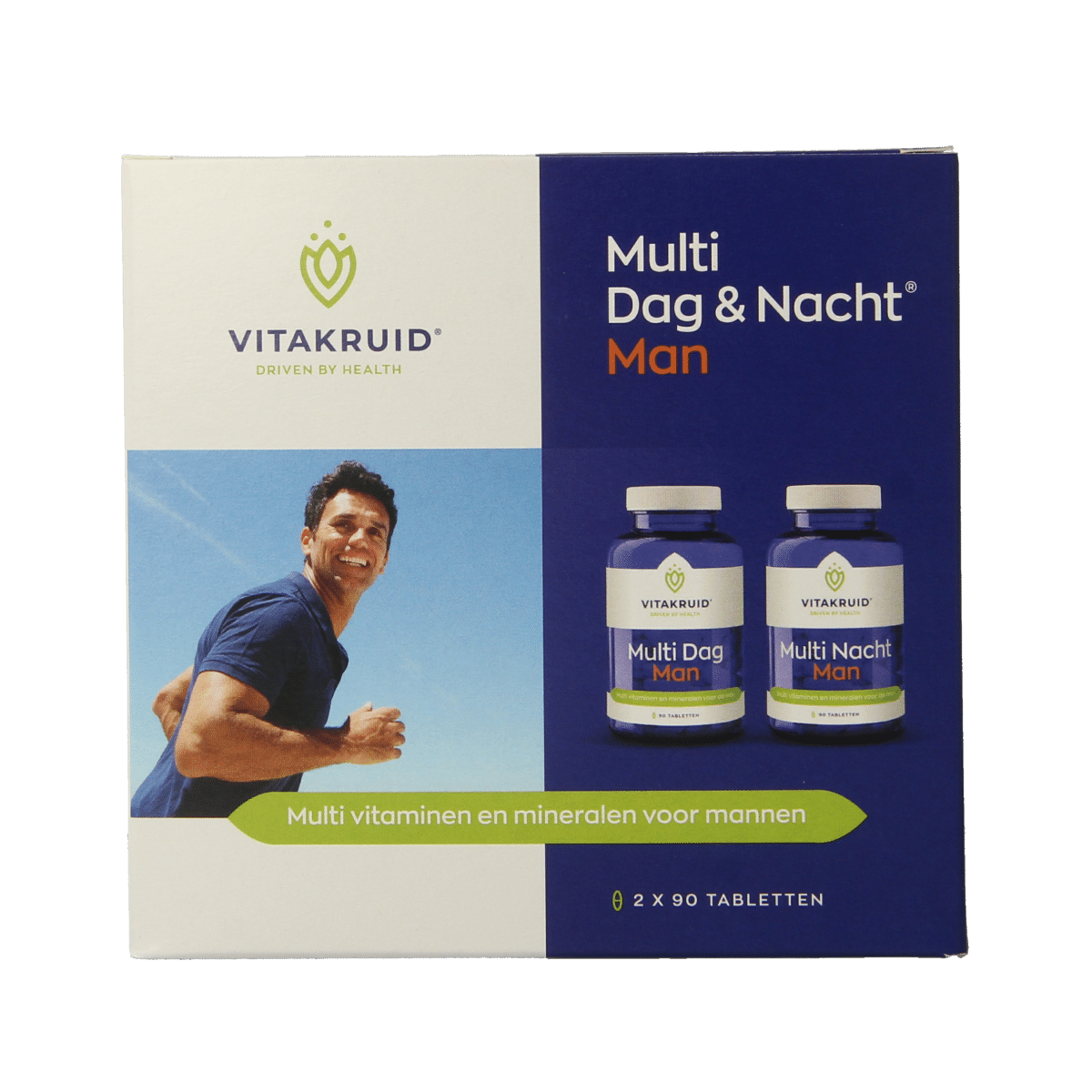 8717438691510_A1N1.png Vitakruid Multi Dag & Nacht Man 100% Vegan 2 x 90 - Afbeelding 1