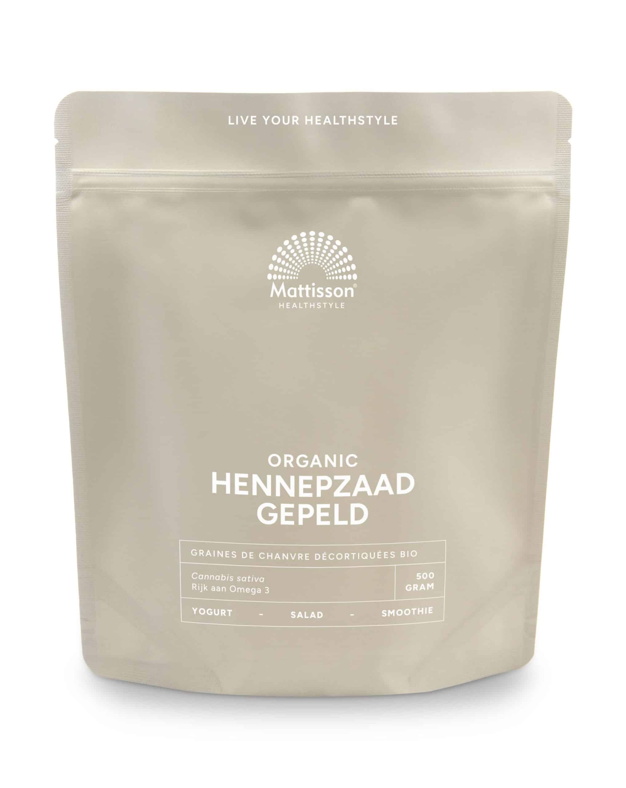 8717677963003_A1N1.jpg Mattisson Absolute hemp seeds hulled hennepzaad gepeld bio - Afbeelding 1