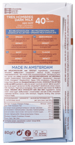Chocolatemakers Reep tres hombres 40% melk  zeezout fairtrade bio - Afbeelding 2