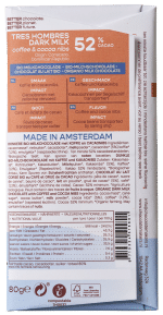 Chocolatemakers Reep tres hombres 52% melk cacaonibs & koffie bio - Afbeelding 2