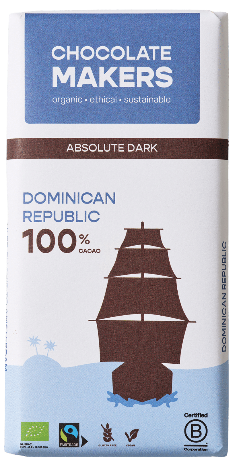 8719324515849_A1N1.png Chocolatemakers Reep tres hombres 100% extra puur fairtrade bio - Afbeelding 1