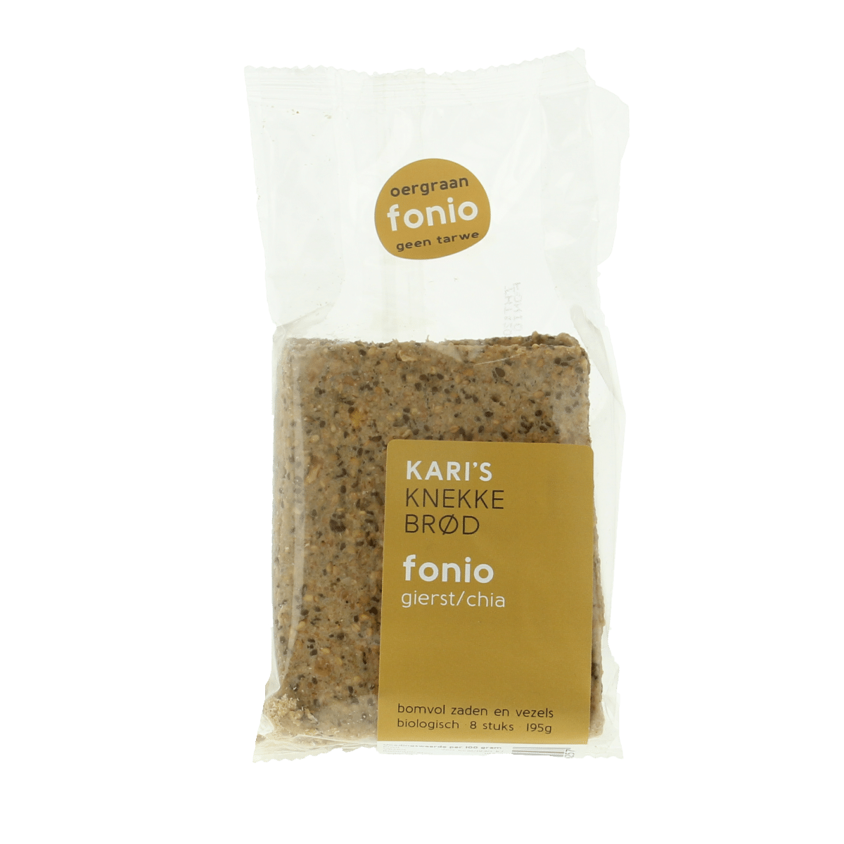 8719992416257_A1N1.png Kari's Crackers Knekkebrod fonio gierst/chia bio - Afbeelding 1