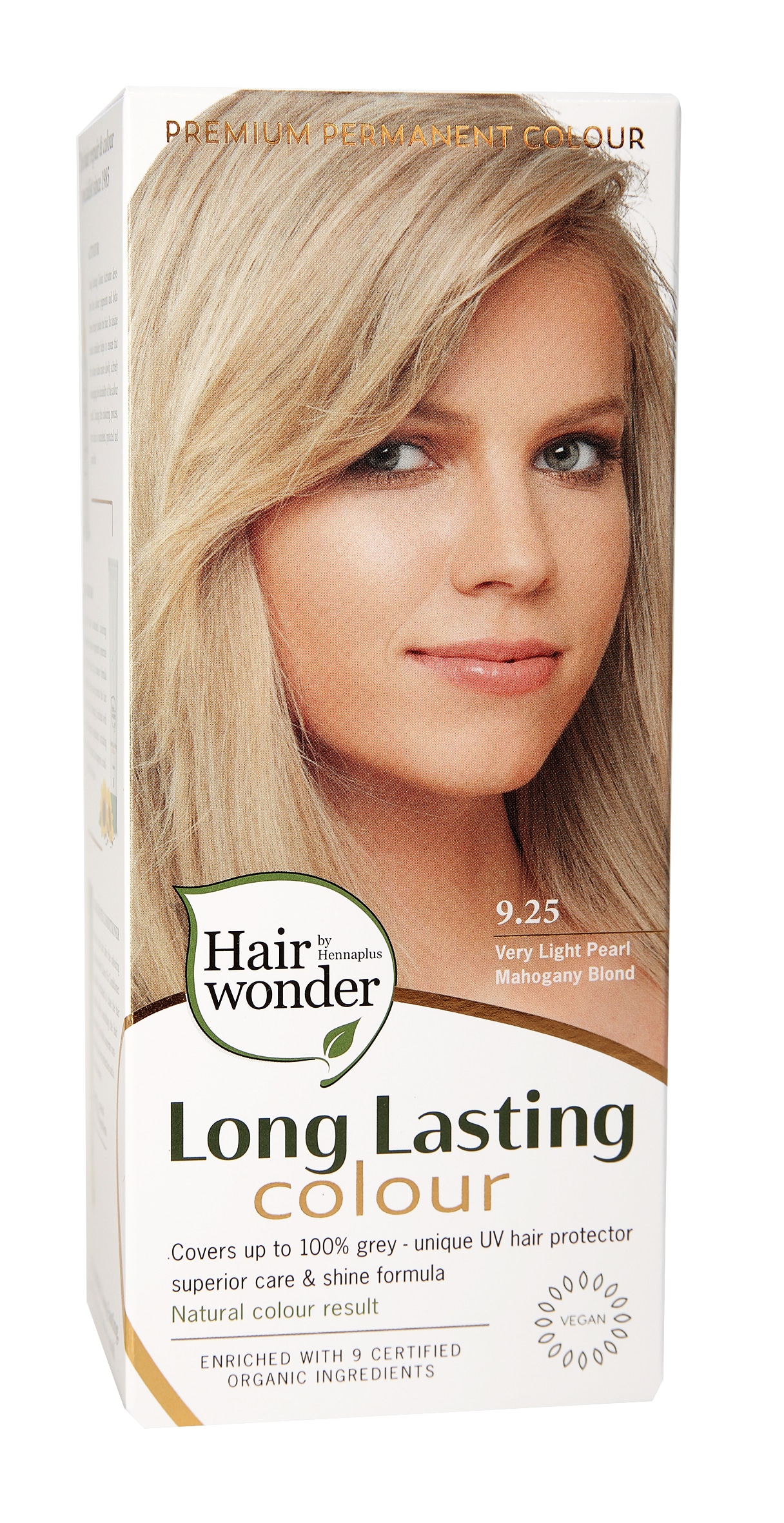 8710267494000_A1N1.jpg Hairwonder Long lasting colour very light pearl mah blond 9.2 - Afbeelding 1