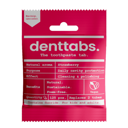Denttabs Tandpasta tabletten aardbei met fluor vegan